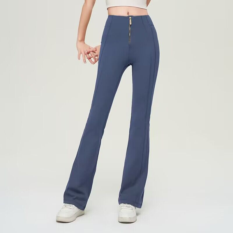 Trousers Women | High-Waist Zip Front & Flare Leg Smart Casual Style