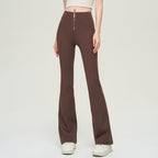 Trousers Women | High-Waist Zip Front & Flare Leg Smart Casual Style
