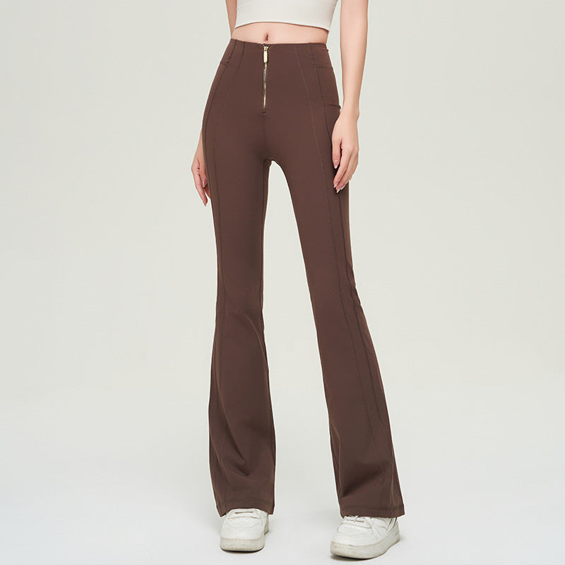 Trousers Women | High-Waist Zip Front & Flare Leg Smart Casual Style