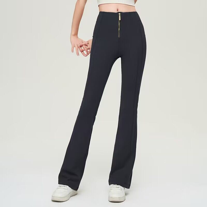 Trousers Women | High-Waist Zip Front & Flare Leg Smart Casual Style