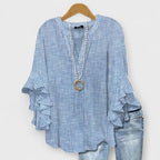 V Neck Blouse Women's | Floral Print & Tiered Ruffle Sleeve