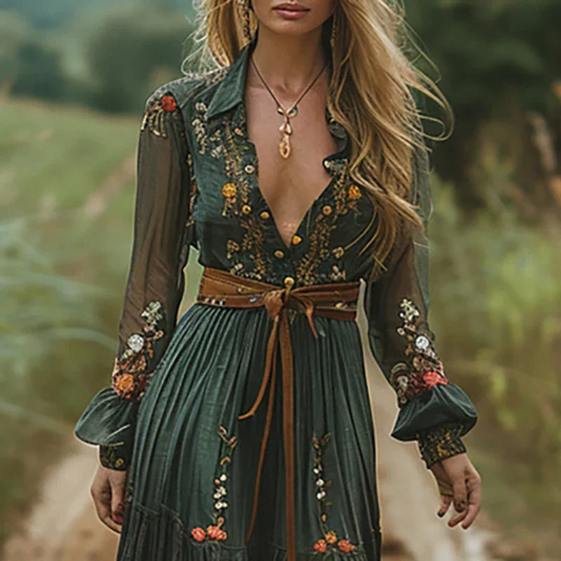 V Neck Maxi Dress Women&