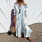 V Neck Maxi Dress Women's | Bold Artistic Floral Print & Flowing Tiered Hem