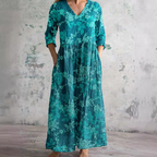 V Neck Maxi Dress Women's | Vintage Floral Print