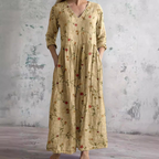 V Neck Maxi Dress Women's | Vintage Floral Print