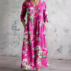 V Neck Maxi Dress Women's | Vintage Floral Print