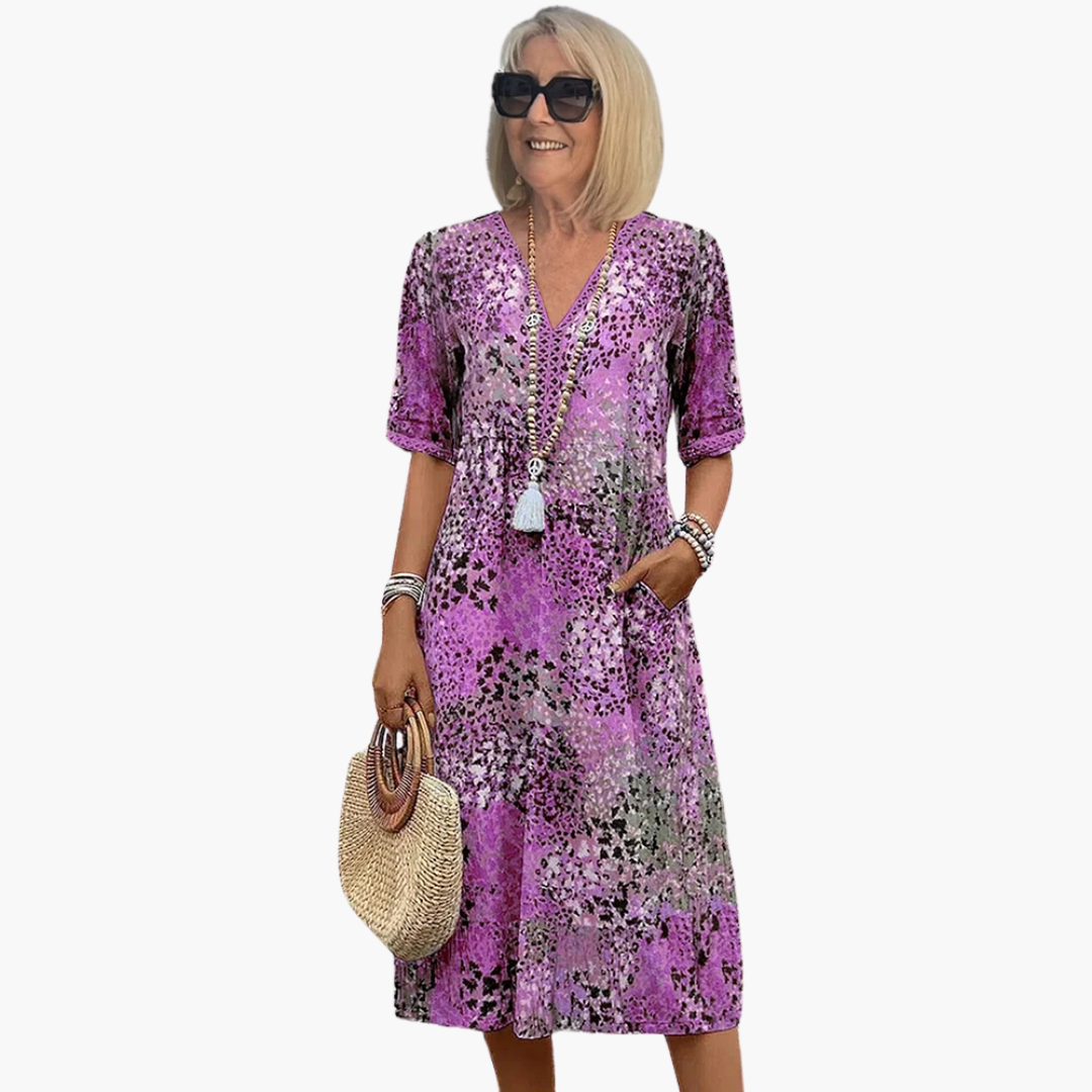 V Neck Midi Dress Women's | Boho Print & Relaxed Feminine Style