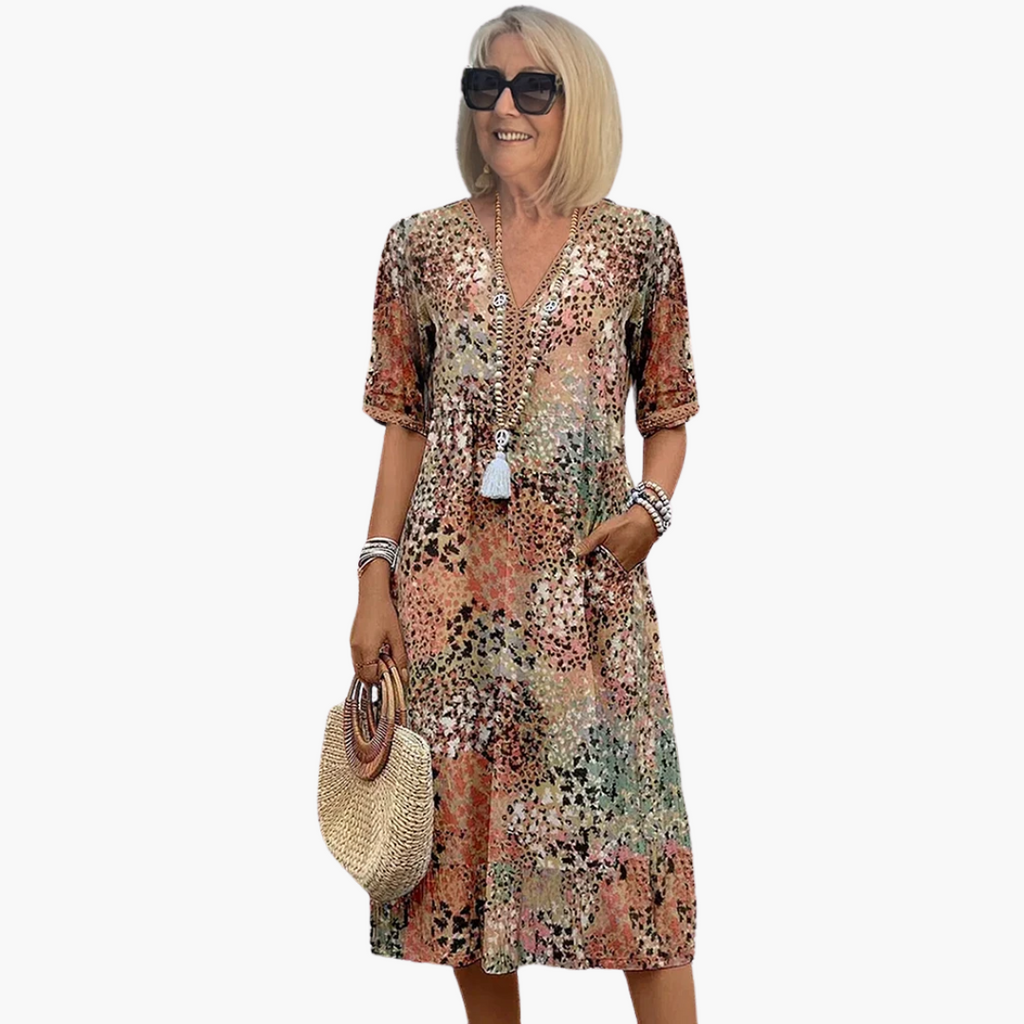 V Neck Midi Dress Women's | Boho Print & Relaxed Feminine Style