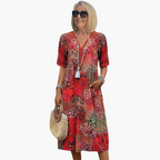 V Neck Midi Dress Women's | Boho Print & Relaxed Feminine Style