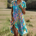 V Neck Midi Dress Women's | Floral Print & Relaxed Everyday Style