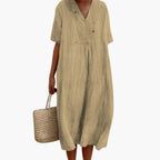 V Neck Midi Dress Women's | Relaxed Fit & Boho Summer Style