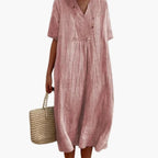 V Neck Midi Dress Women's | Relaxed Fit & Boho Summer Style
