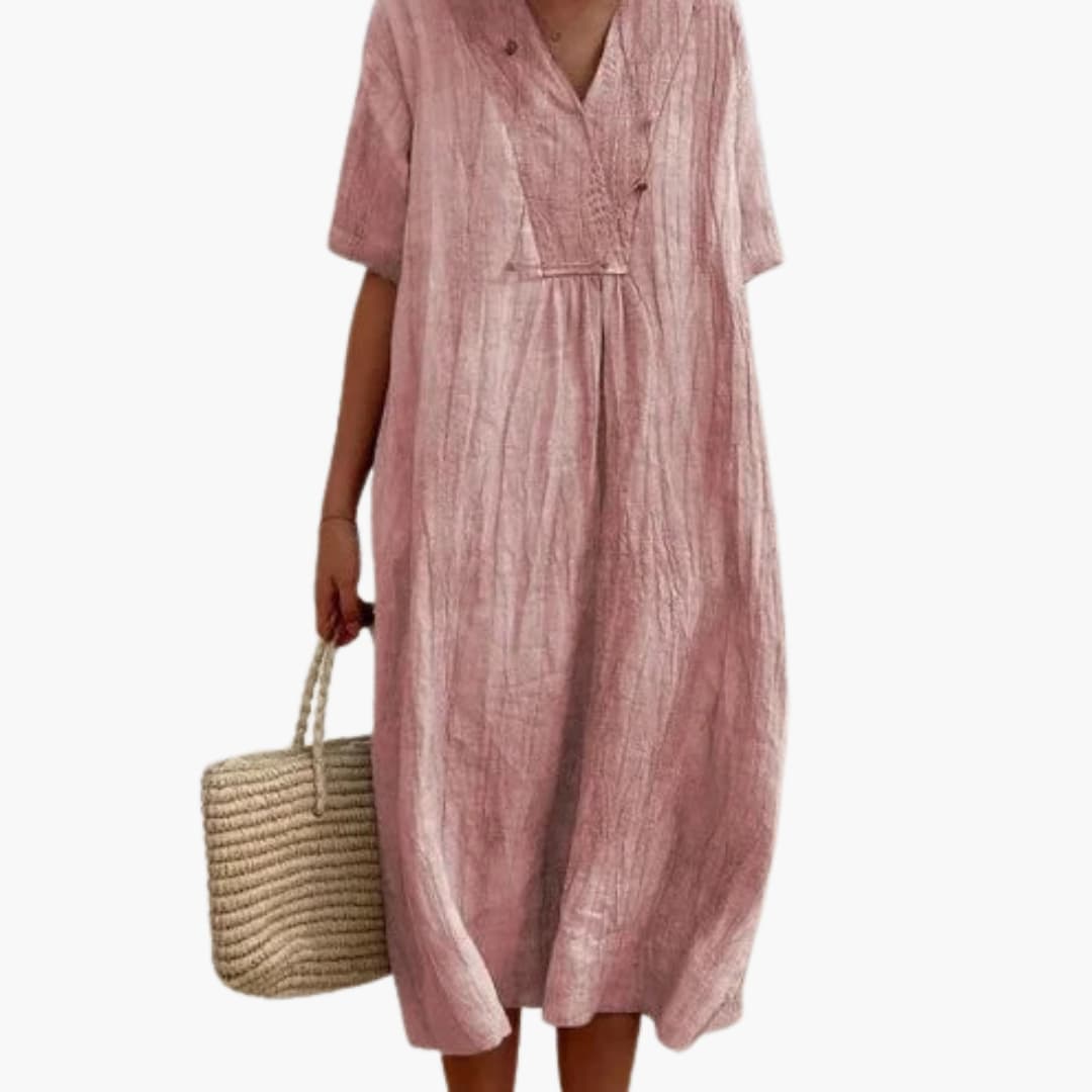 V Neck Midi Dress Women's | Relaxed Fit & Boho Summer Style