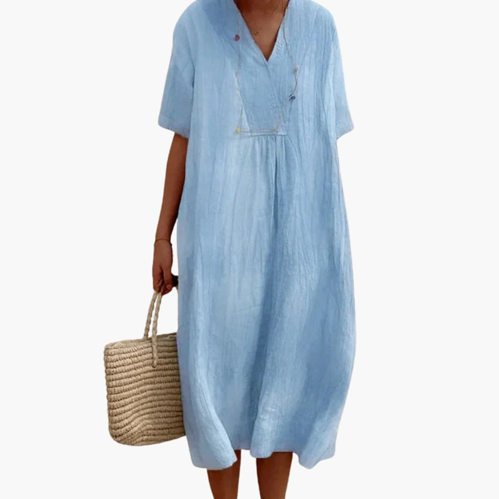 V Neck Midi Dress Women's | Relaxed Fit & Boho Summer Style