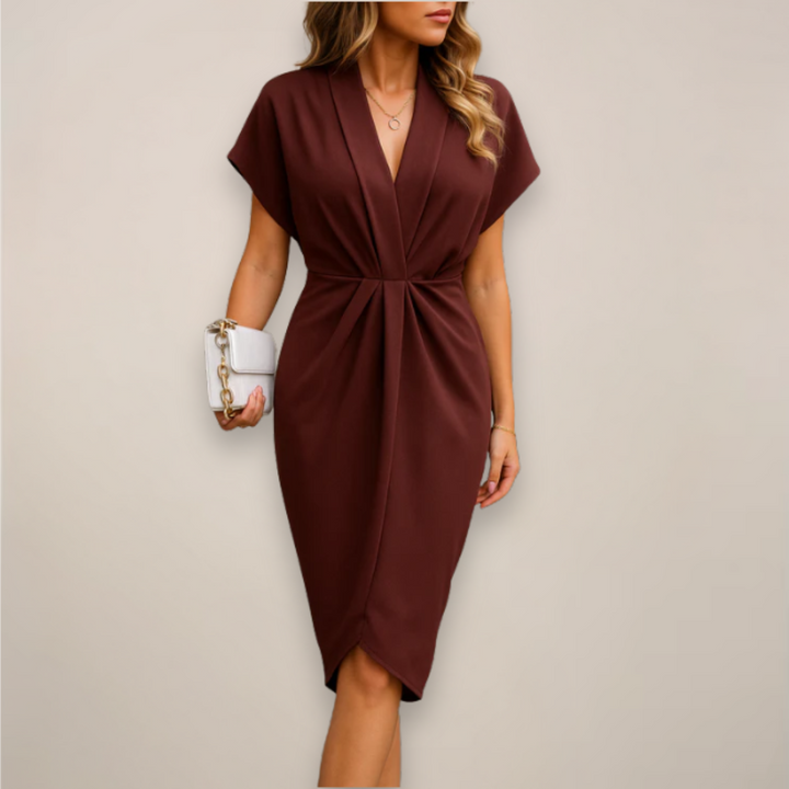 V Neck Wrap Dress Women | Twist Front &amp; Sleek Sophisticated Style