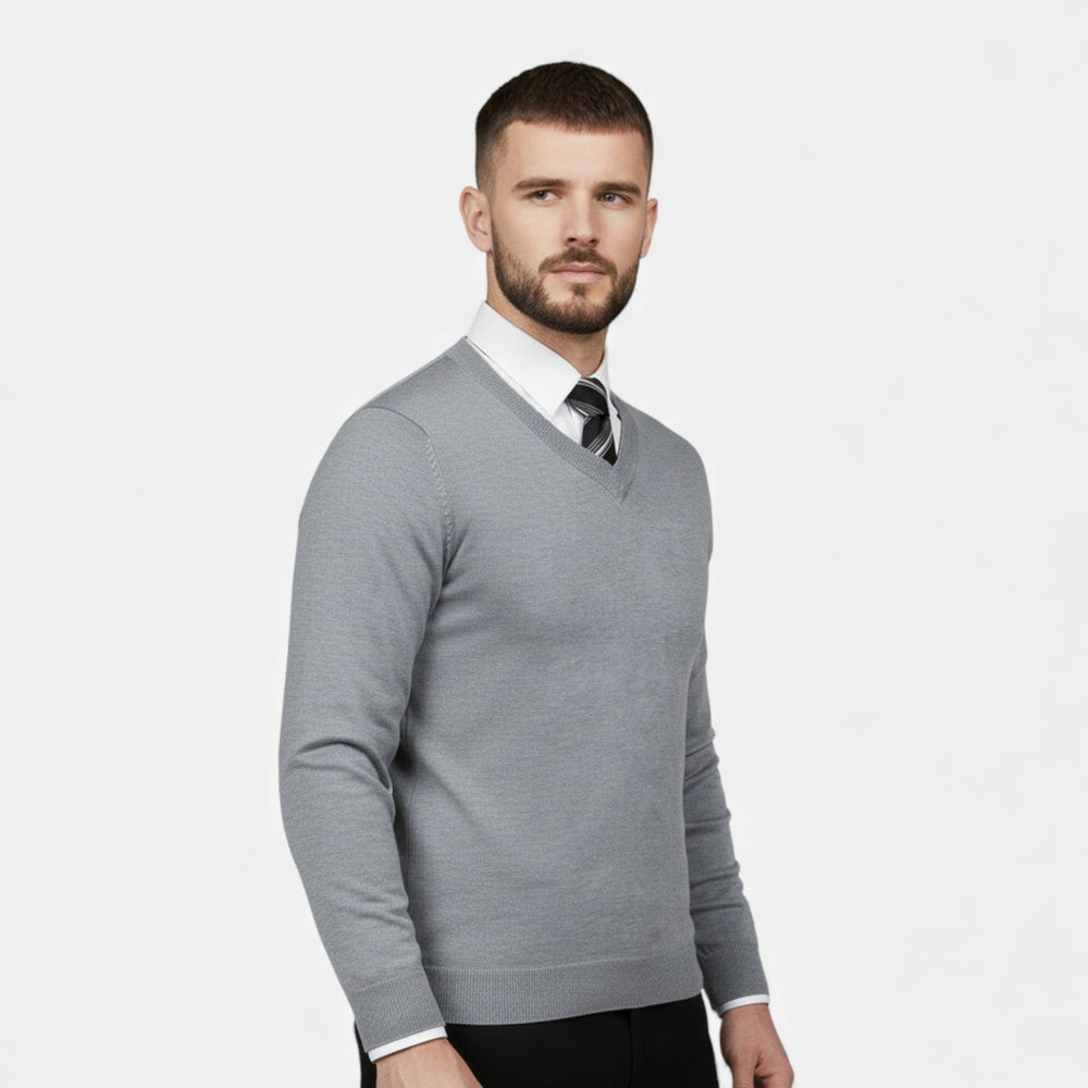 Men's V-Neck Knit Sweater | Stretch Comfort & Warmth 2