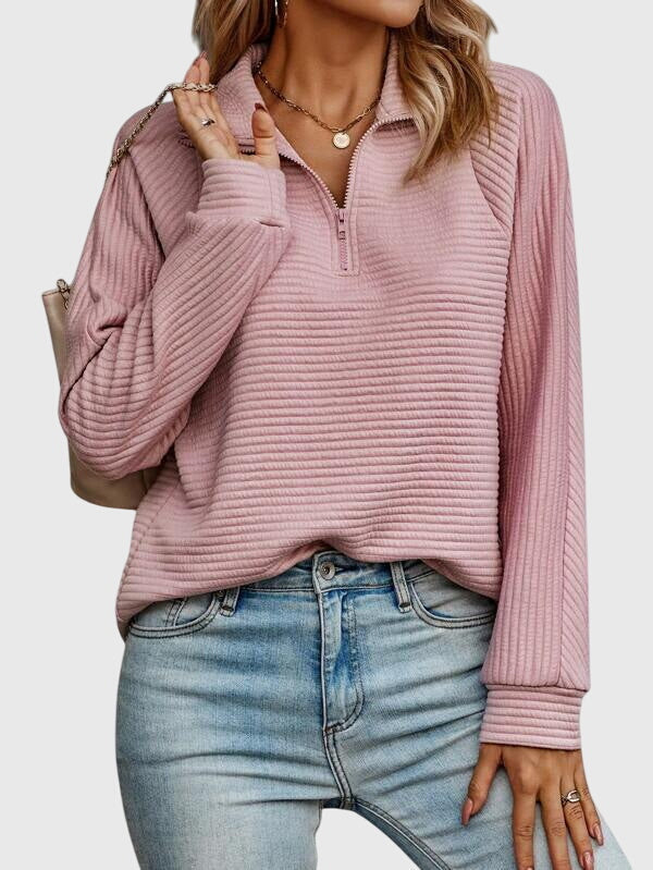 Women's V-Neck Zip Sweater | Elegant & Comfortable Fit 2