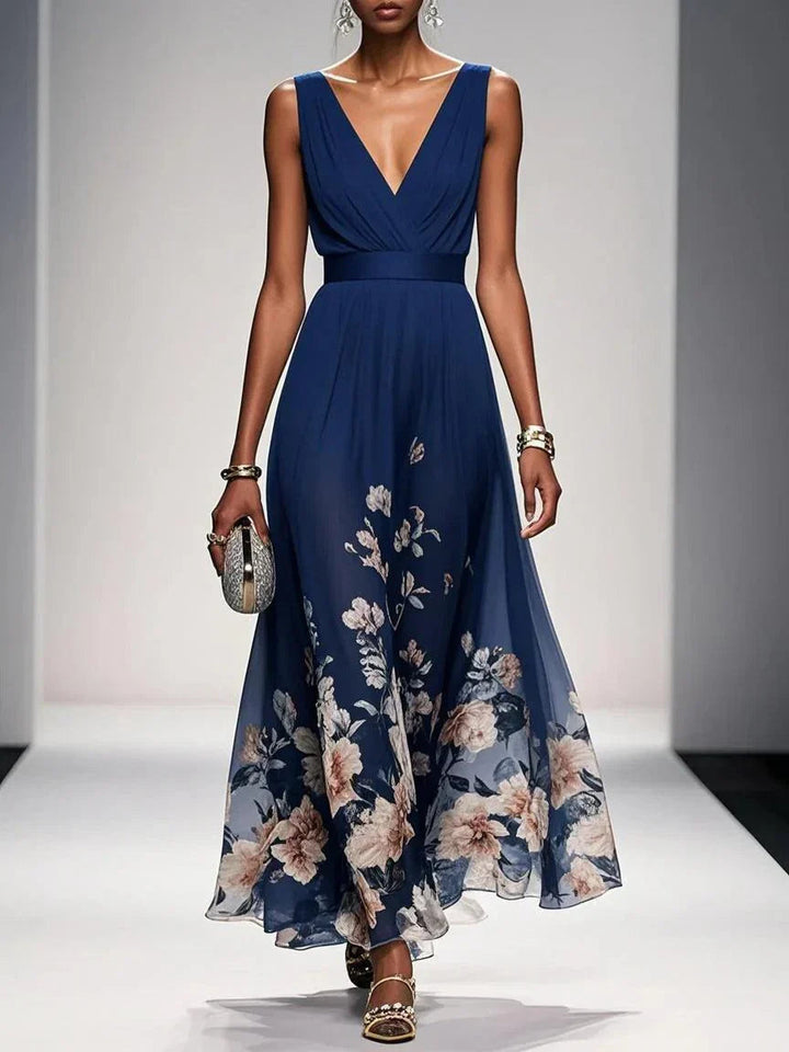 Wedding Guest Dress Women | Floral Border Print &amp; Elegant Flowing Design