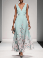 Wedding Guest Dress Women | Floral Border Print & Elegant Flowing Design