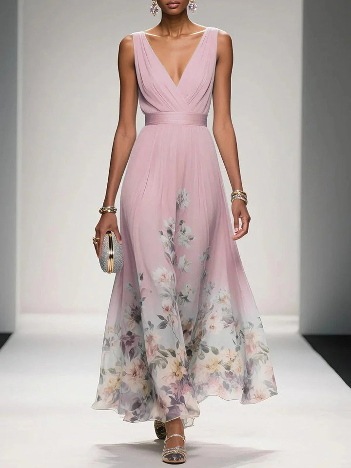 Wedding Guest Dress Women | Floral Border Print &amp; Elegant Flowing Design