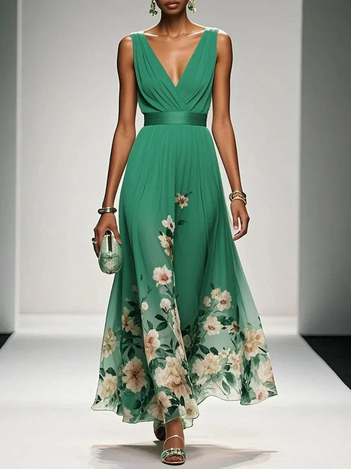 Wedding Guest Dress Women | Floral Border Print &amp; Elegant Flowing Design