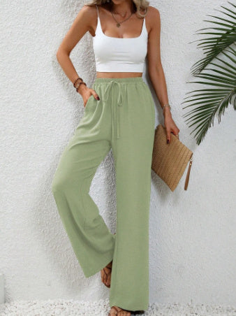 Wide Leg Drawstring Trousers Women&