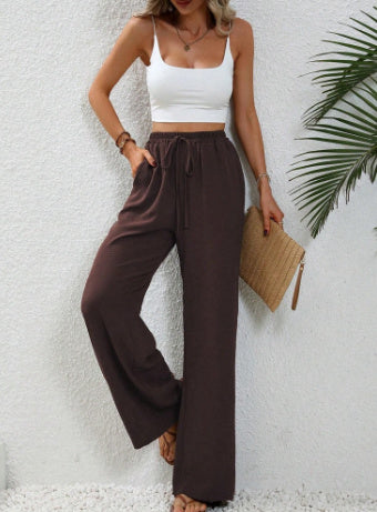 Wide Leg Drawstring Trousers Women&