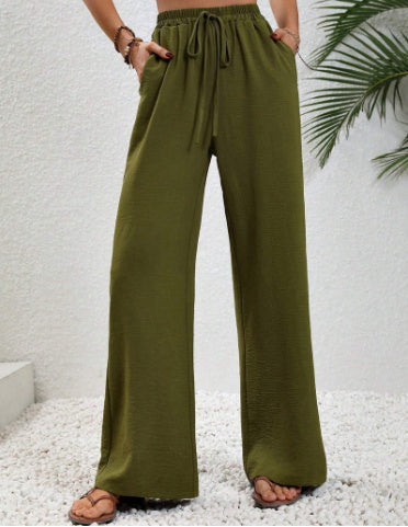 Wide Leg Drawstring Trousers Women&