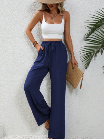 Wide Leg Drawstring Trousers Women&