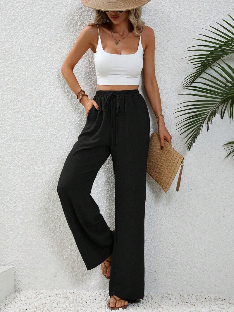 Wide Leg Drawstring Trousers Women's | Relaxed Fit & Effortless Summer Style