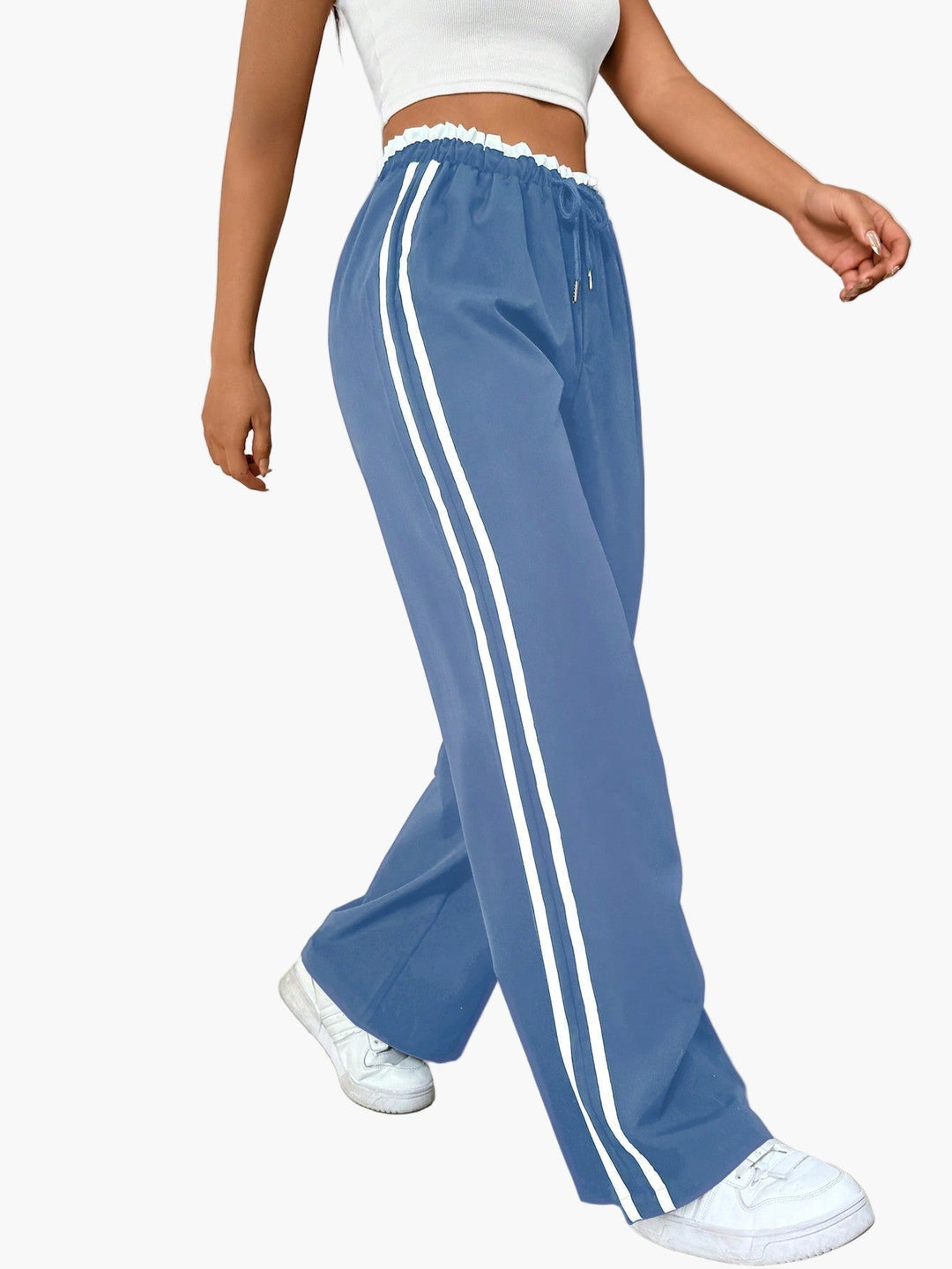Wide Leg Trousers Women | Side Stripe &amp; Relaxed Sport-Luxe Style