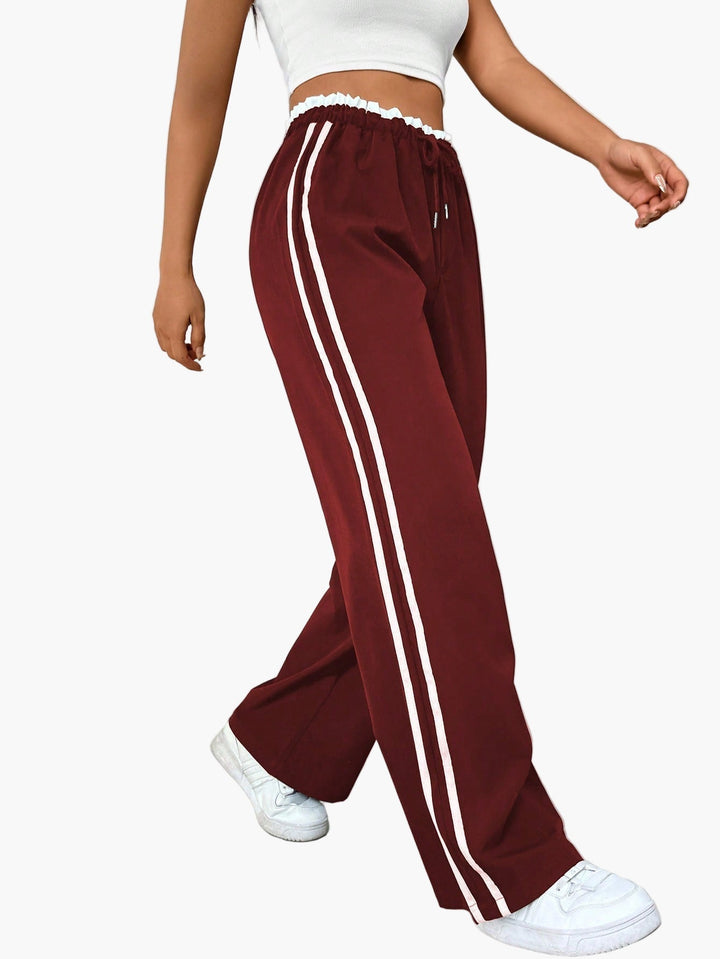 Wide Leg Trousers Women | Side Stripe &amp; Relaxed Sport-Luxe Style