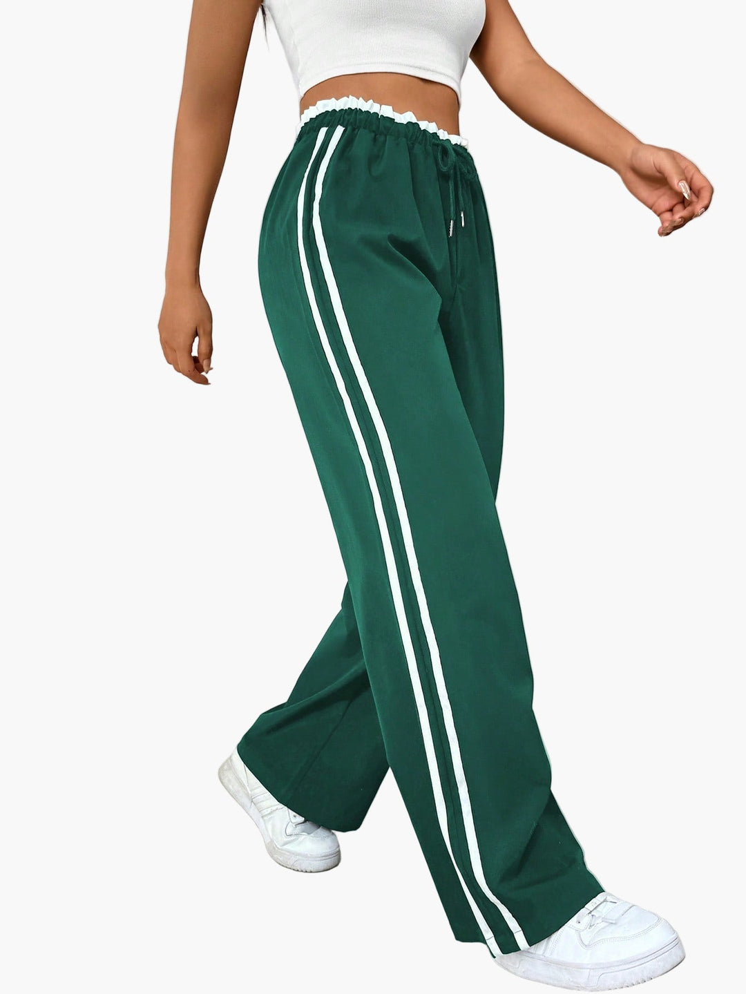 Wide Leg Trousers Women | Side Stripe &amp; Relaxed Sport-Luxe Style