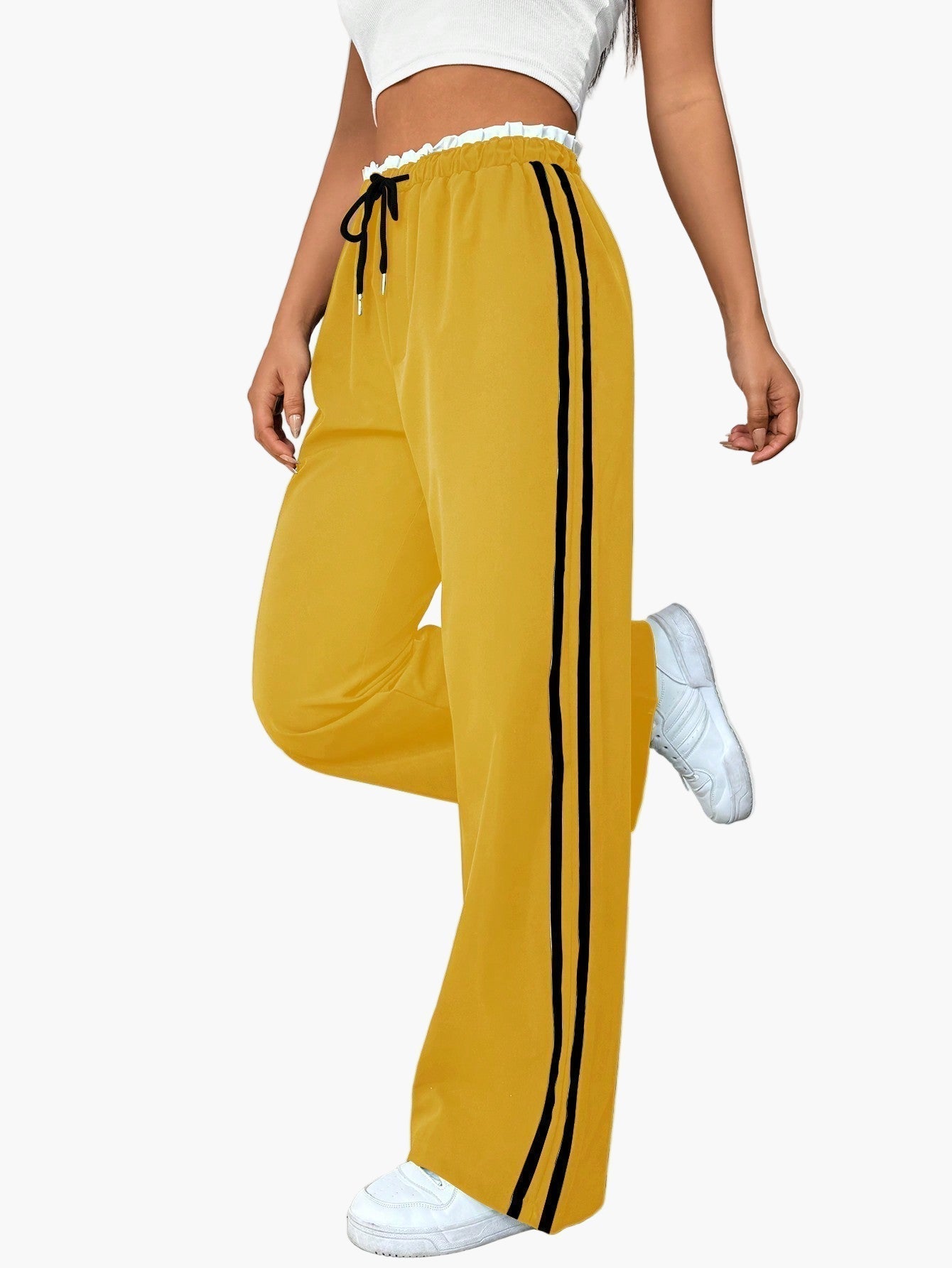 Wide Leg Trousers Women | Side Stripe & Relaxed Sport-Luxe Style