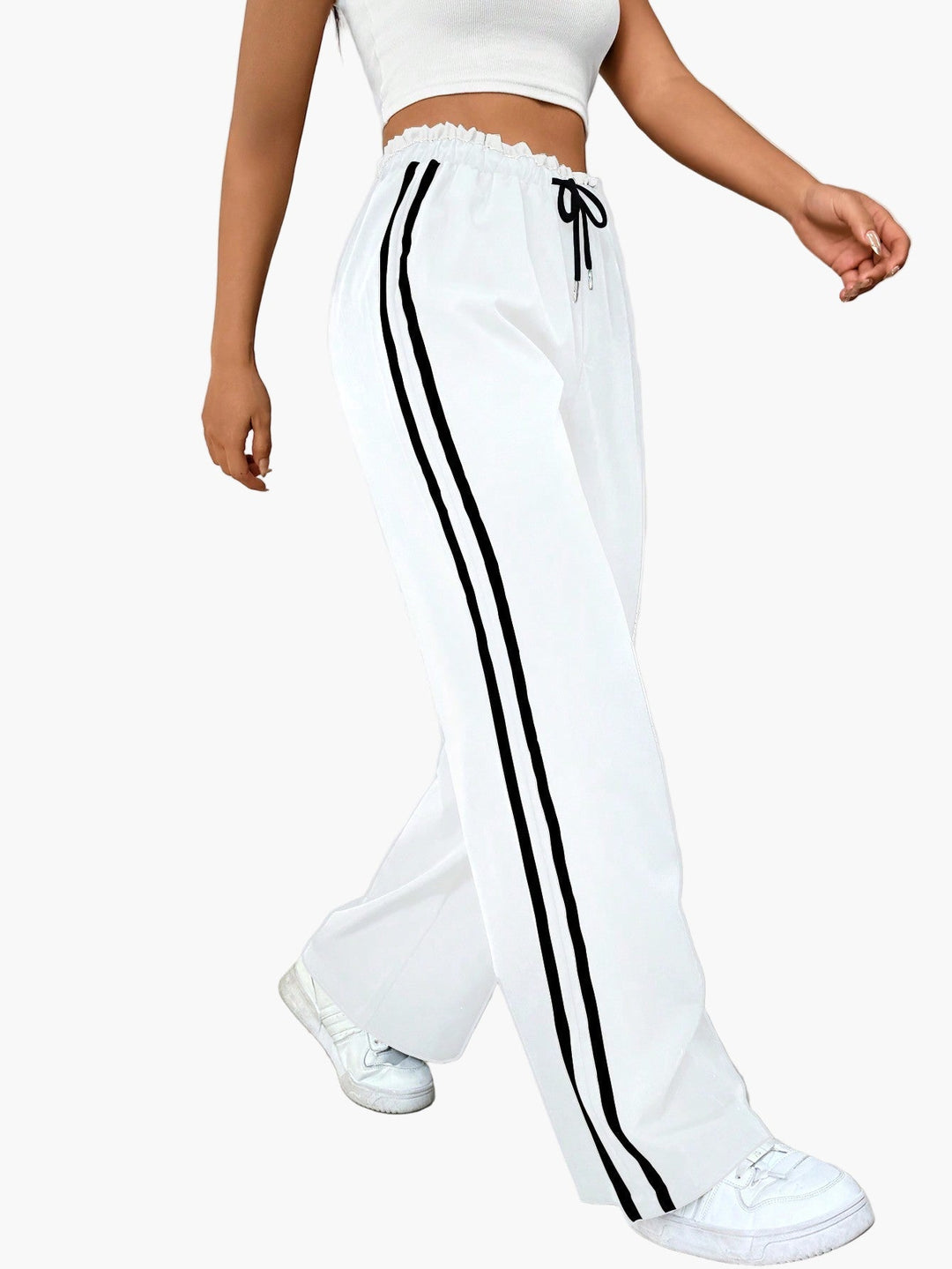 Wide Leg Trousers Women | Side Stripe &amp; Relaxed Sport-Luxe Style