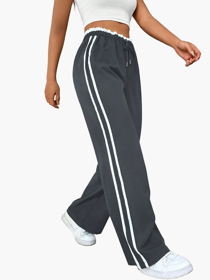 Wide Leg Trousers Women | Side Stripe &amp; Relaxed Sport-Luxe Style