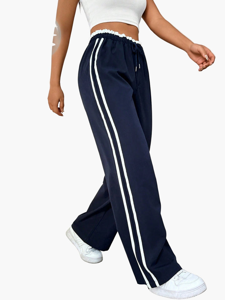 Wide Leg Trousers Women | Side Stripe &amp; Relaxed Sport-Luxe Style