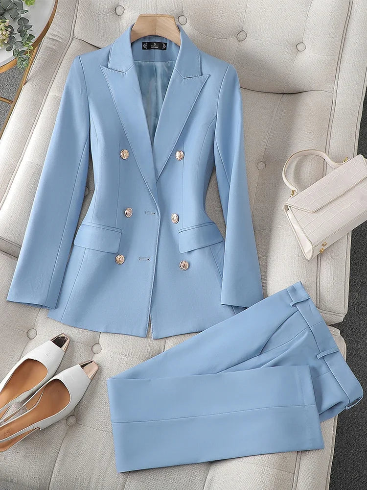 Women Business Suit | Double-Breasted Blazer & Tailored Trousers