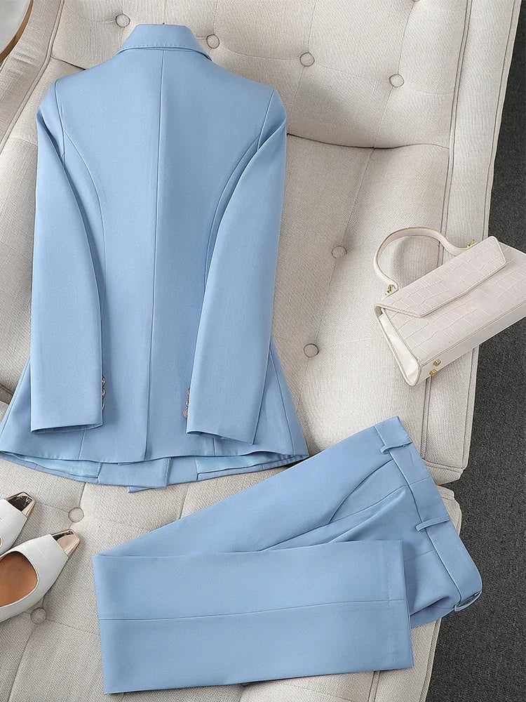 Women Business Suit | Double-Breasted Blazer & Tailored Trousers