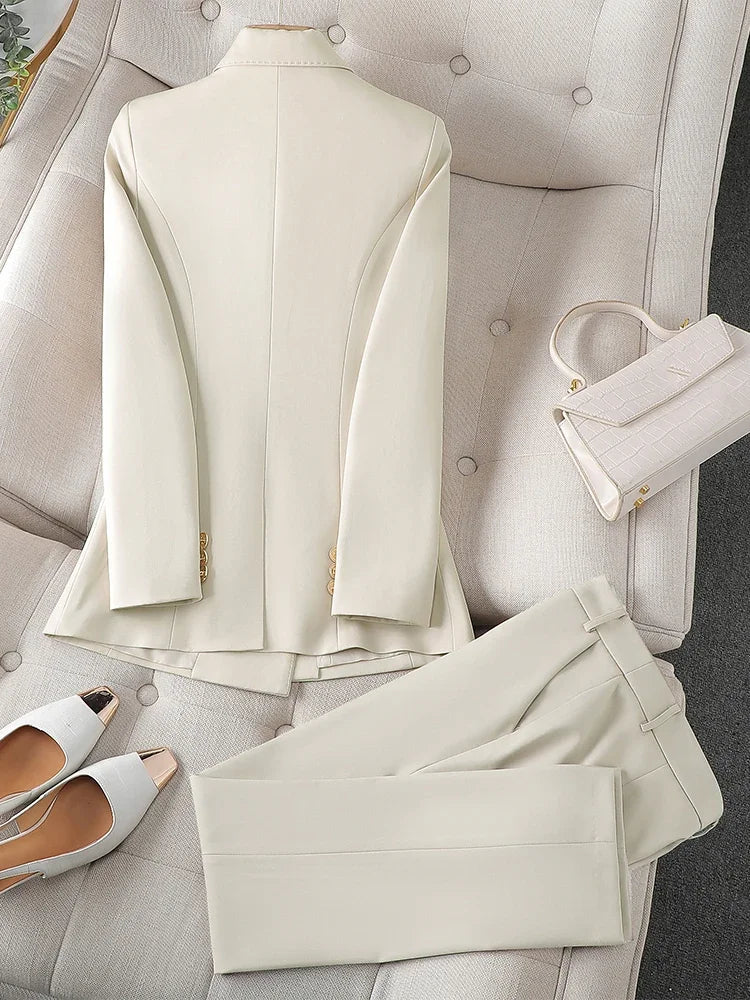 Women Business Suit | Double-Breasted Blazer & Tailored Trousers
