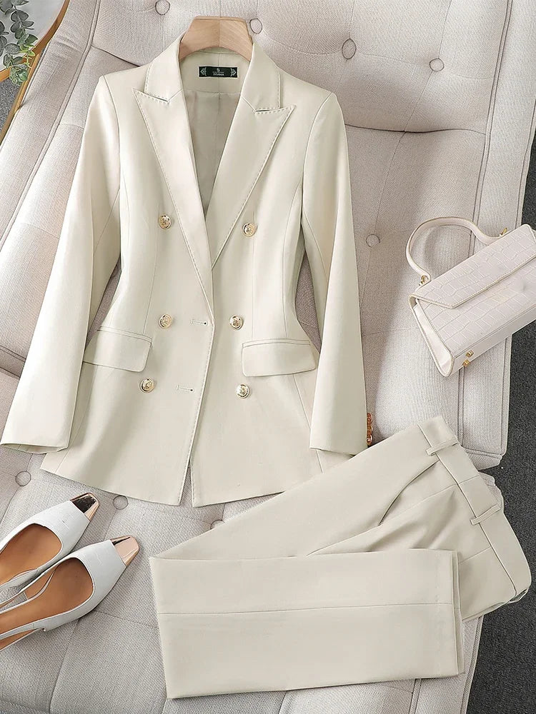 Women Business Suit | Double-Breasted Blazer & Tailored Trousers