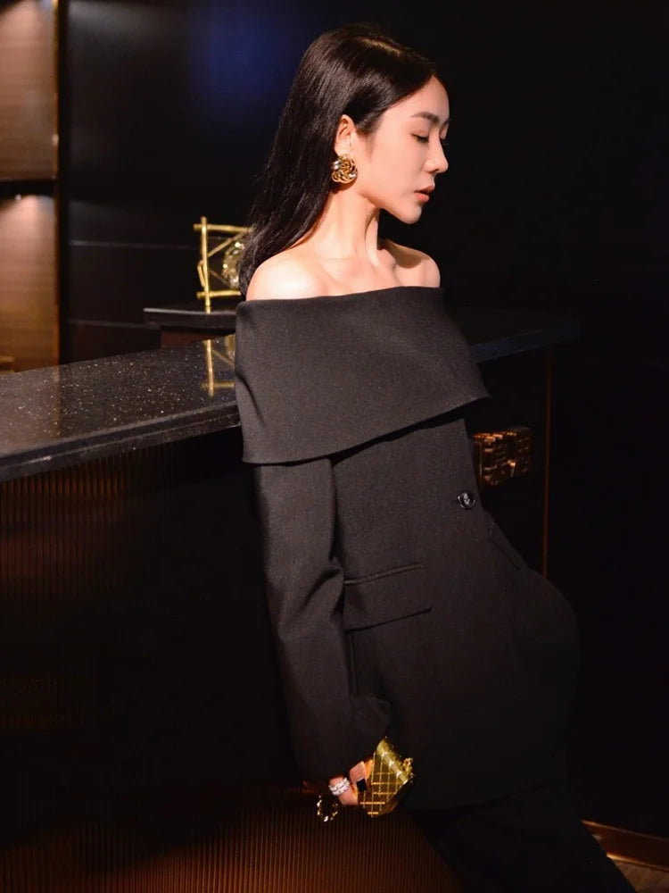 Women Summer Blazer | Off-Shoulder, Single-Button & Sophisticated