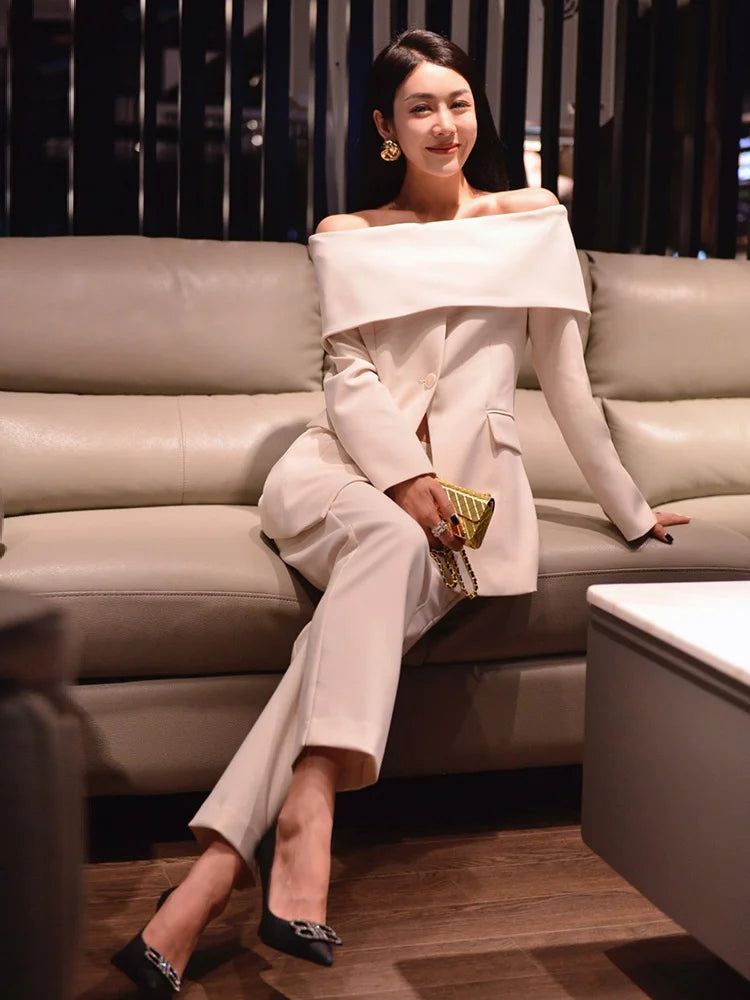 Women Summer Blazer | Off-Shoulder, Single-Button & Sophisticated