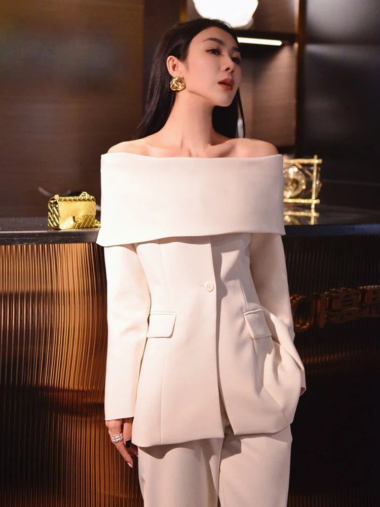 Women Summer Blazer | Off-Shoulder, Single-Button & Sophisticated