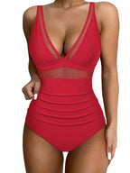 Women Swimsuit | V-Neckline, Mesh Detail & High-Waist Coverage