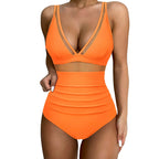 Women Swimsuit | V-Neckline, Mesh Detail & High-Waist Coverage