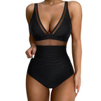 Women Swimsuit | V-Neckline, Mesh Detail & High-Waist Coverage