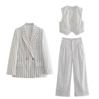 Women Three Piece Set | Tailored Pinstripe, Professional Smart