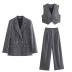 Women Three Piece Set | Tailored Pinstripe, Professional Smart