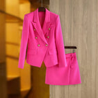 Women Two Piece Set | Double-Breasted Blazer & Mini Skirt